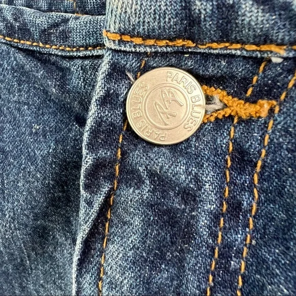 Vintage Y2K high waisted jeans skirt below knee  front slit dark denim Sz3 - Picture 12 of 14